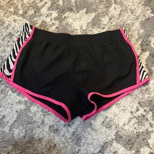 Black Pink lined Athletic shorts with Zebra Print Sides